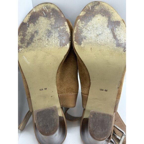 Miss Albright Peep Toe Sling Back Ankle Sandals Brown Leather Women's Sz 8M USA - Picture 9 of 9